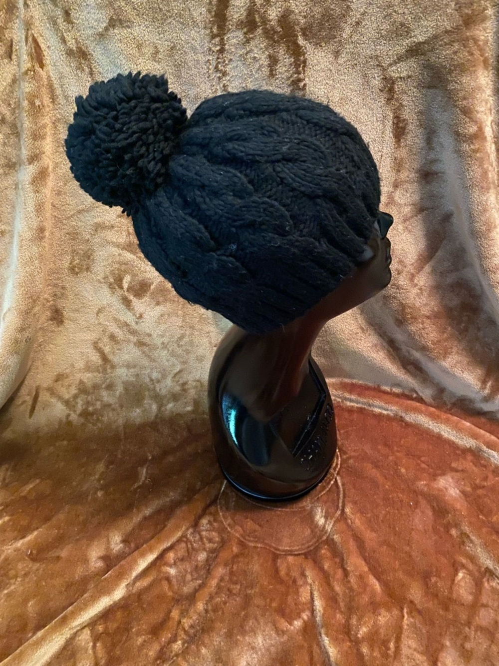 Black Cable Knit Pom Pom Beanie Hat - Accessories Unisex